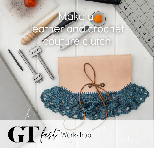 Make a leather and crochet couture clutch